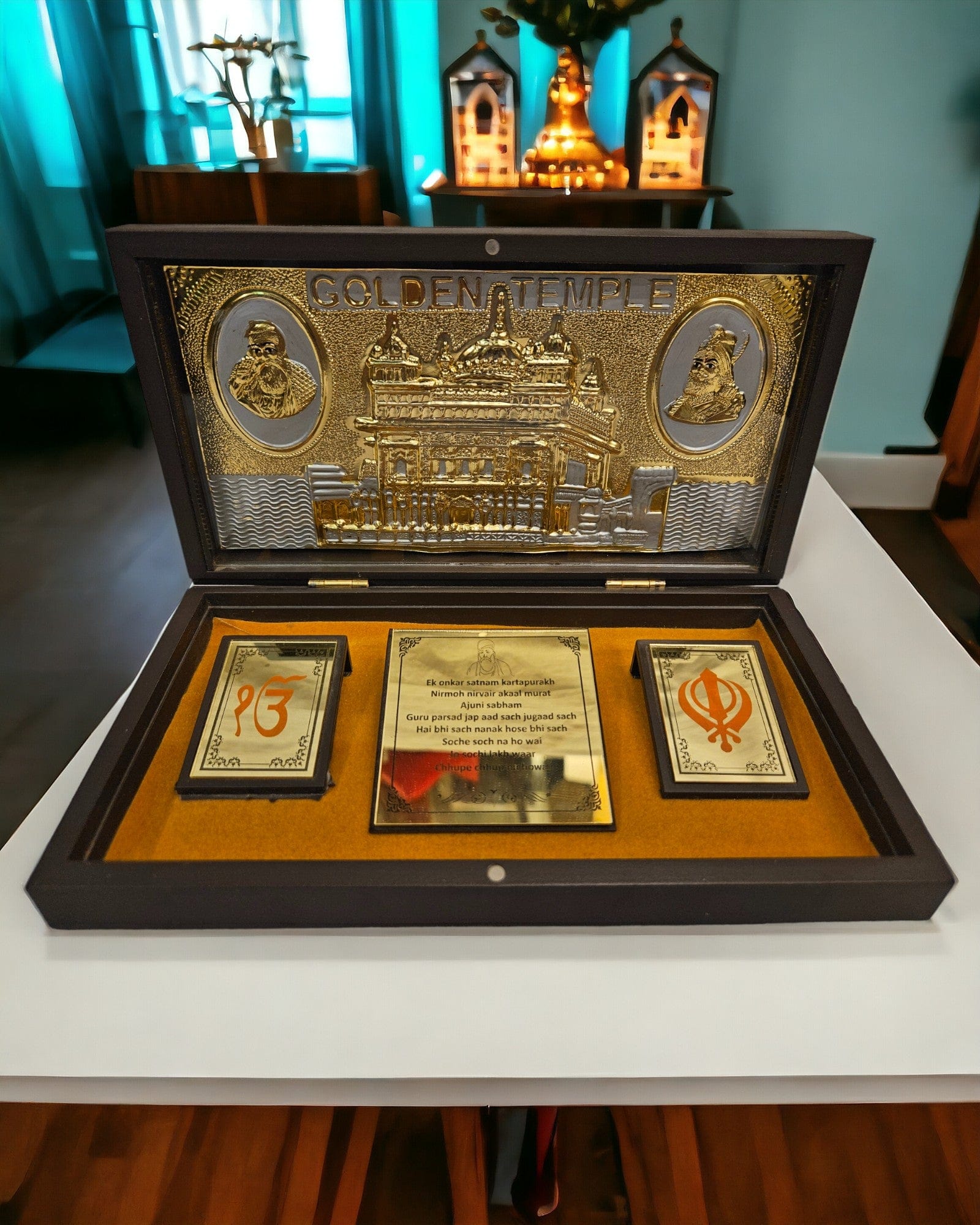 Gold Foil Golden Temple Gift/Puja Box | (5.5 X 8.5 X 4.5 inch) | Weight - 0.33 kg - Tamas: Luxury Indian Gifts
