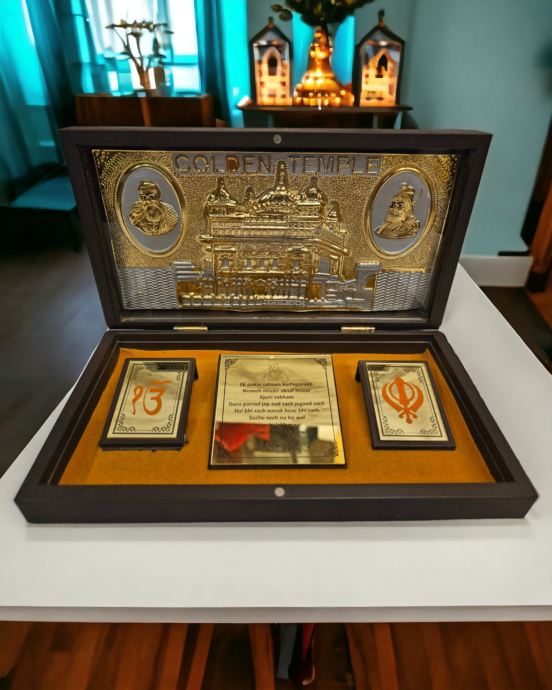 Gold Foil Golden Temple Gift/Puja Box | (5.5 X 8.5 X 4.5 inch) | Weight-0.33 kg