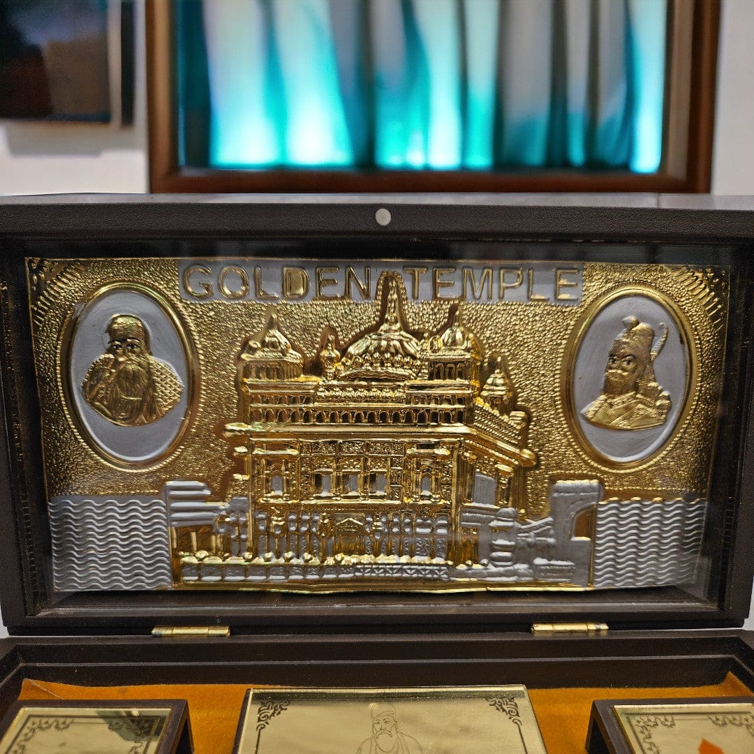 Gold Foil Golden Temple Gift/Puja Box | (5.5 X 8.5 X 4.5 inch) | Weight - 0.33 kg - Tamas: Luxury Indian Gifts