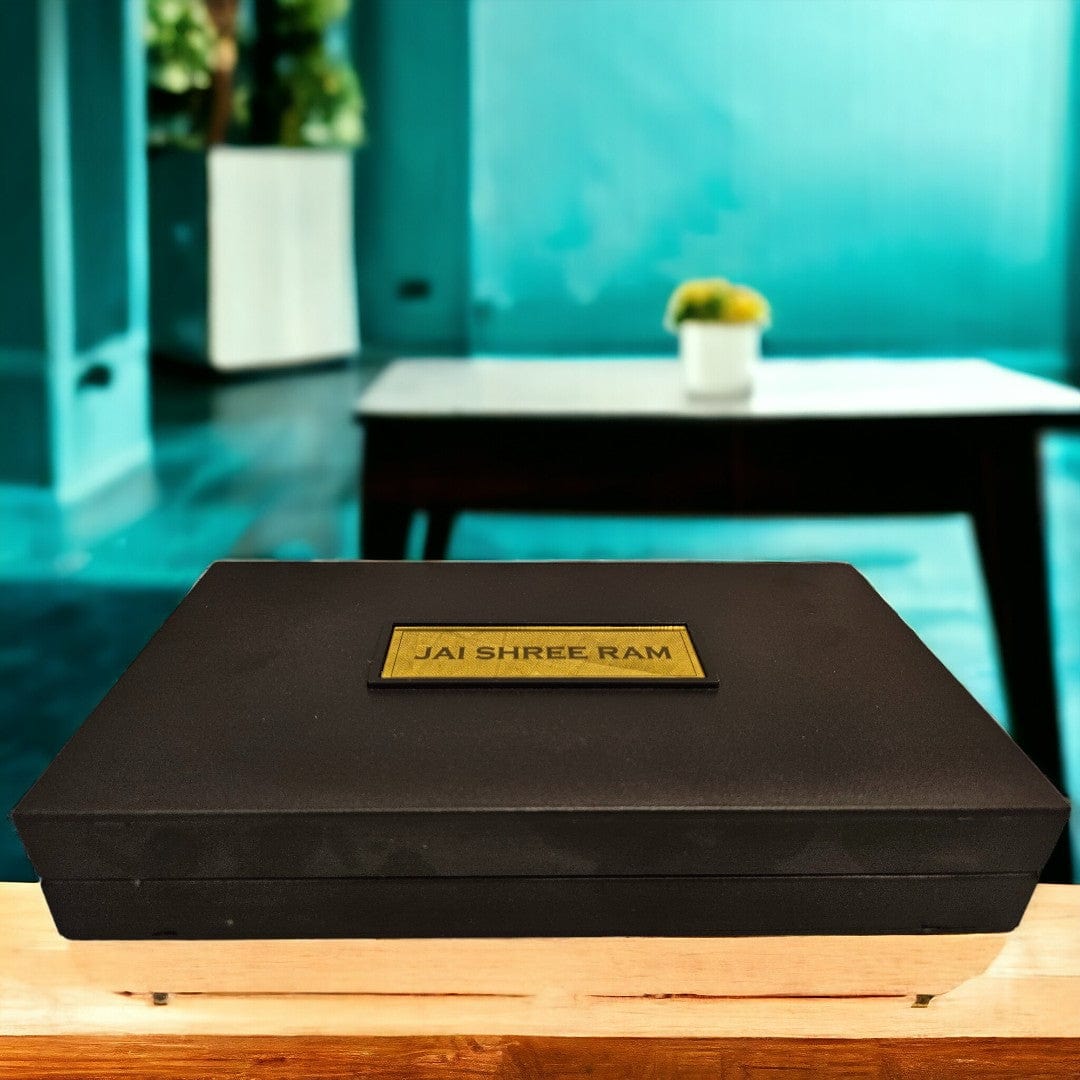 Gold Foil Jai Shree Ram Gift \Pooja Box |(5.5 X 8.5 X 4.5 inch)|Weight - 0.33 kg - Tamas: Luxury Indian Gifts