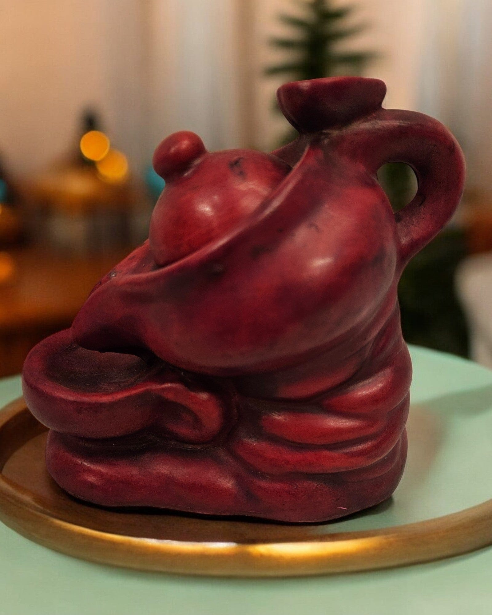 Teapot Shape Backflow Waterfall Ceramic Incense Burner|Dhoop Batti Holder|(6 X 5 X 3 inch)|Weight - 500 gm - Tamas: Luxury Indian Gifts
