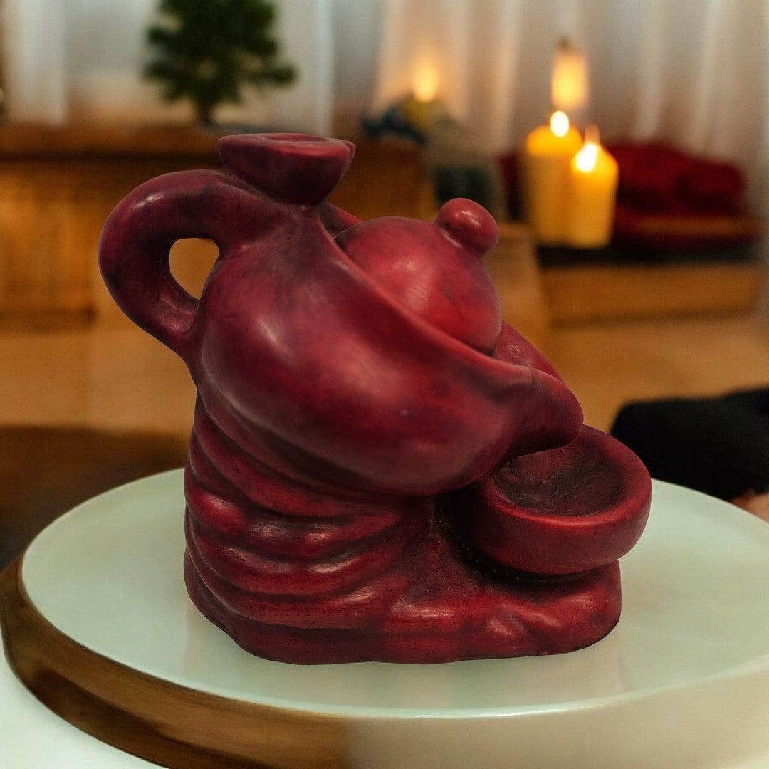 Teapot Shape Backflow Waterfall Ceramic Incense Burner|Dhoop Batti Holder|(6 X 5 X 3 inch)|Weight - 500 gm - Tamas: Luxury Indian Gifts