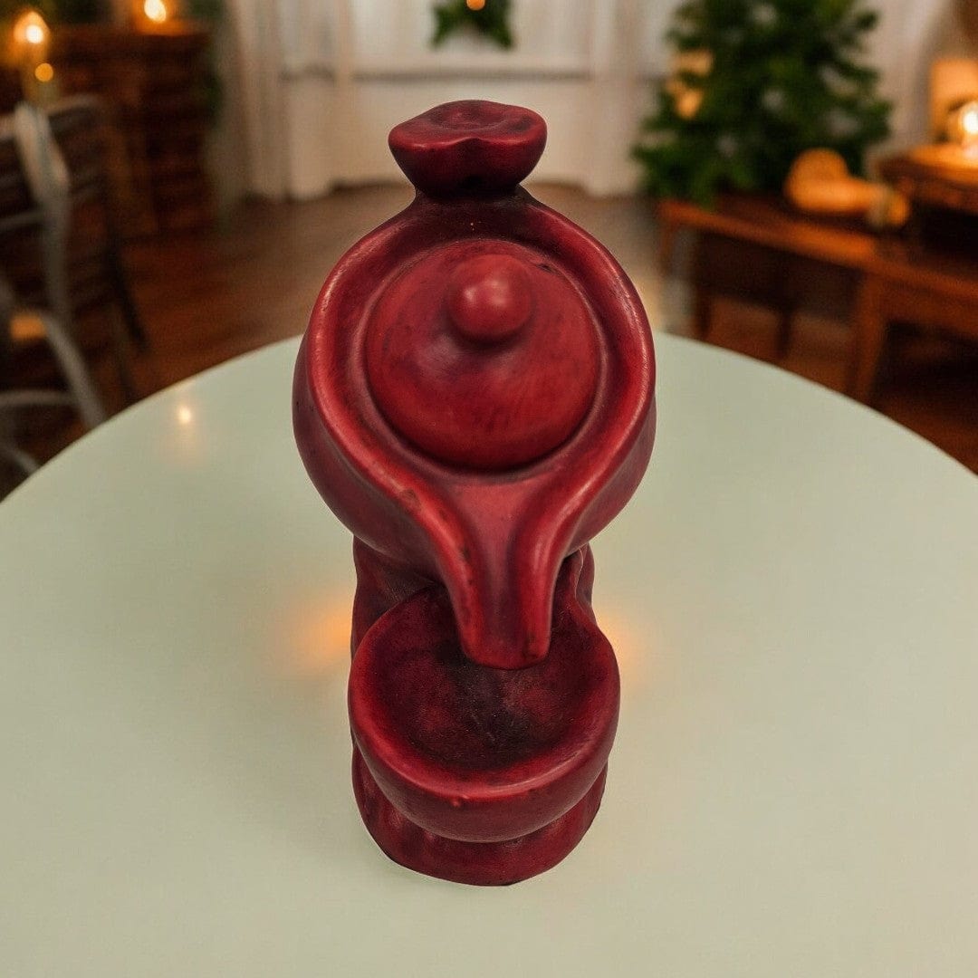 Teapot Shape Backflow Waterfall Ceramic Incense Burner|Dhoop Batti Holder|(6 X 5 X 3 inch)|Weight - 500 gm - Tamas: Luxury Indian Gifts