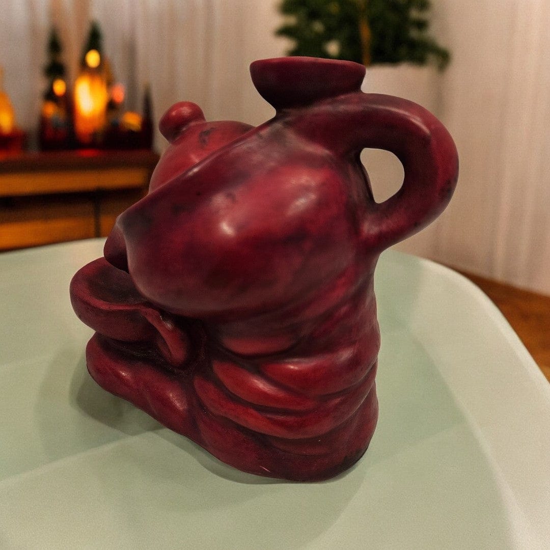 Teapot Shape Backflow Waterfall Ceramic Incense Burner|Dhoop Batti Holder|(6 X 5 X 3 inch)|Weight - 500 gm - Tamas: Luxury Indian Gifts