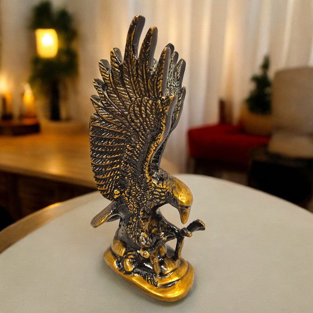 Brass Flying Eagle Statue | |(7 X 3 X 4) inch|Weight - 1 kg - Tamas: Luxury Indian Gifts