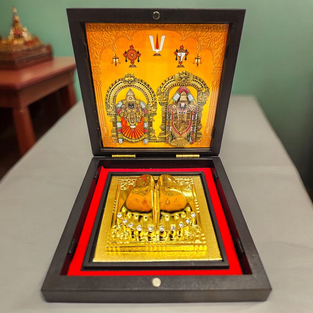 Gold Foil BalaJi Pathmavathi Gift \Pooja Box |(5 X 4.5 X 4.5 inch) |Weight - 0.18 kg - Tamas: Luxury Indian Gifts