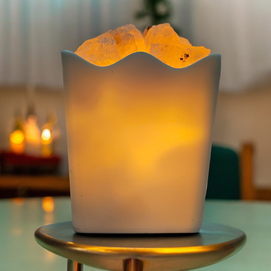 White Acrylic Rock Salt Lamp|(5 X 3 X 3) inch|Weight- 8 gm