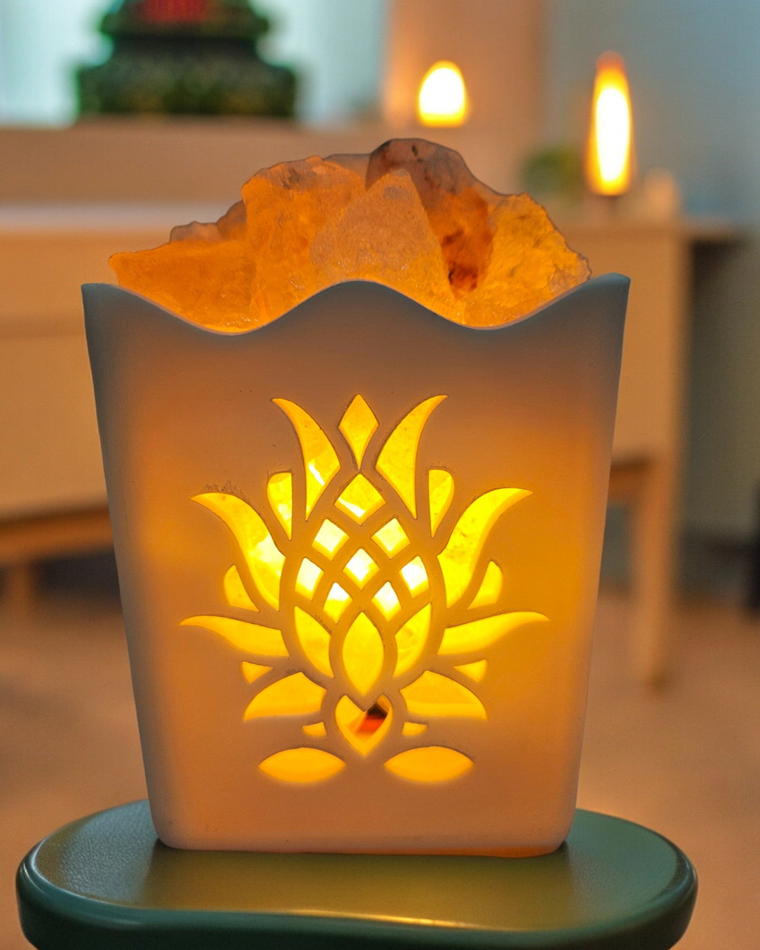 White Acrylic Rock Salt Lamp|(5 X 3 X 3) inch|Weight- 8 gm