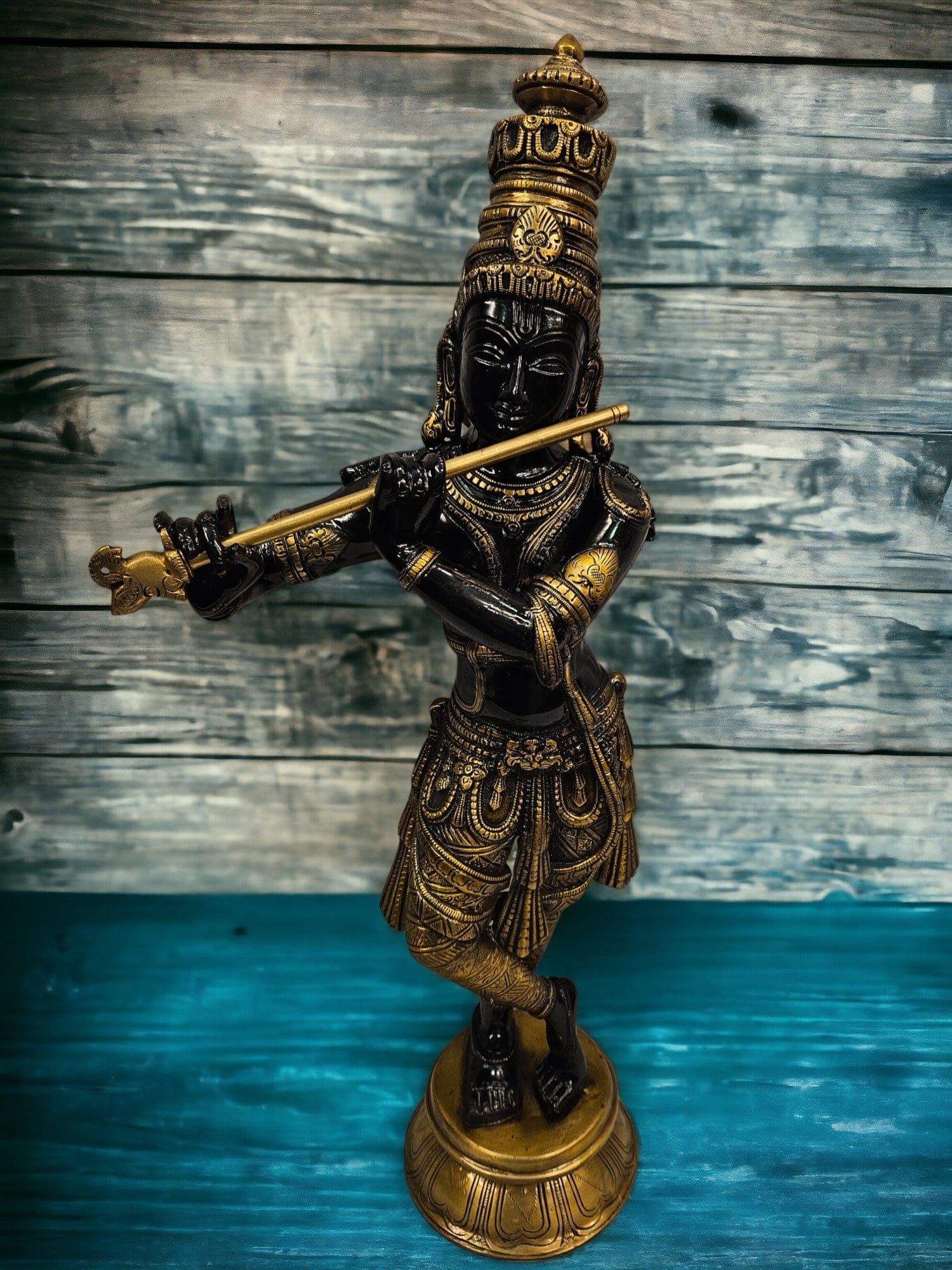 Brass Black Krishna Statue