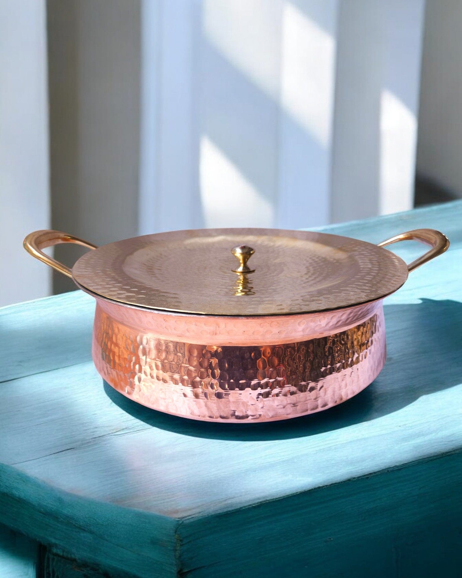 Pure Copper Biryani Handi with Brass Lid & Handles | Traditional Lagan