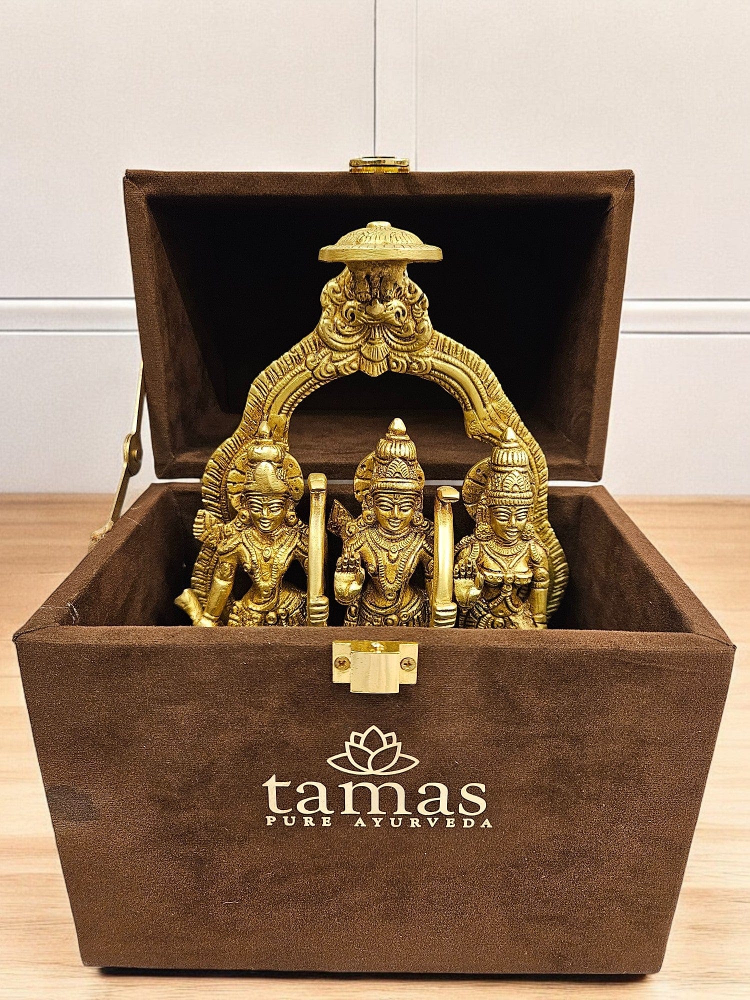 Premium Golden Brass Ram Darbar Murti with Gift Box
