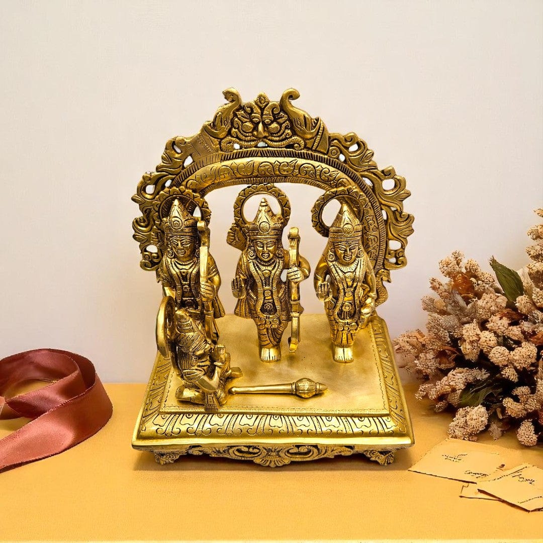 Tamas Brass Ram Darbar Murti | Shuddh Peetal Idol | 12 Inch Height | Vastu Compliant - Tamas: Luxury Indian Gifts