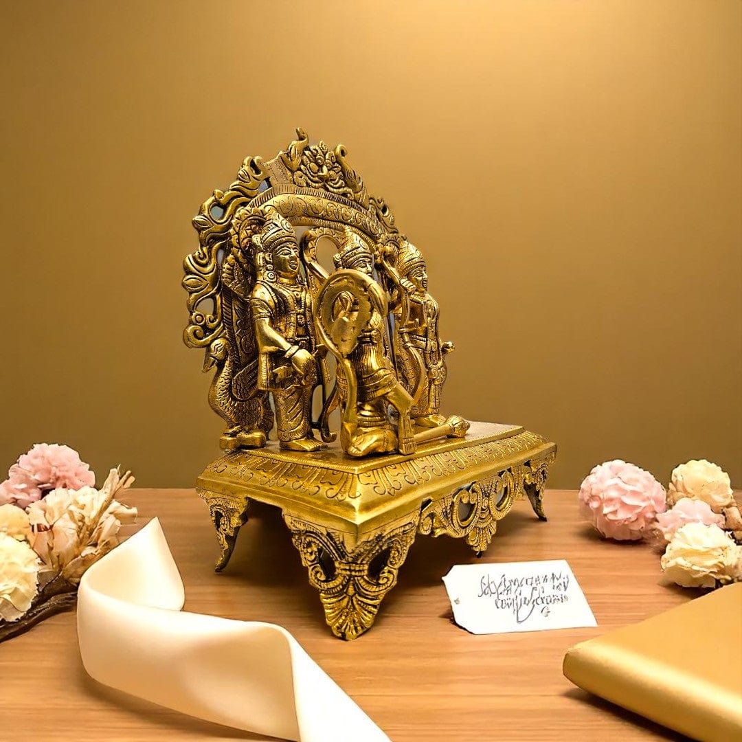 Tamas Brass Ram Darbar Murti | Shuddh Peetal Idol | 12 Inch Height | Vastu Compliant - Tamas: Luxury Indian Gifts