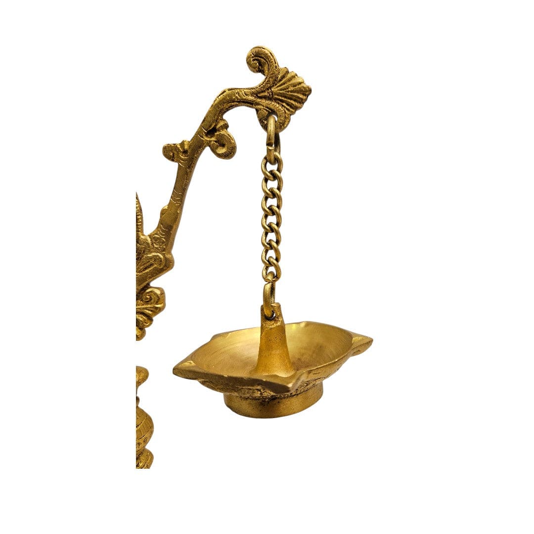 Brass Parrot Hanging Diya Set by Tamas – Pure Brass Oil Lamp with Gift Box