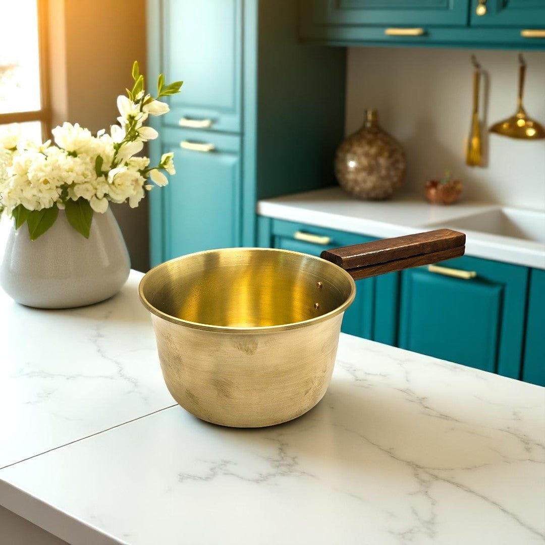 Buy Traditional Shuddh Bronze Frying Pan With Wooden Handle 