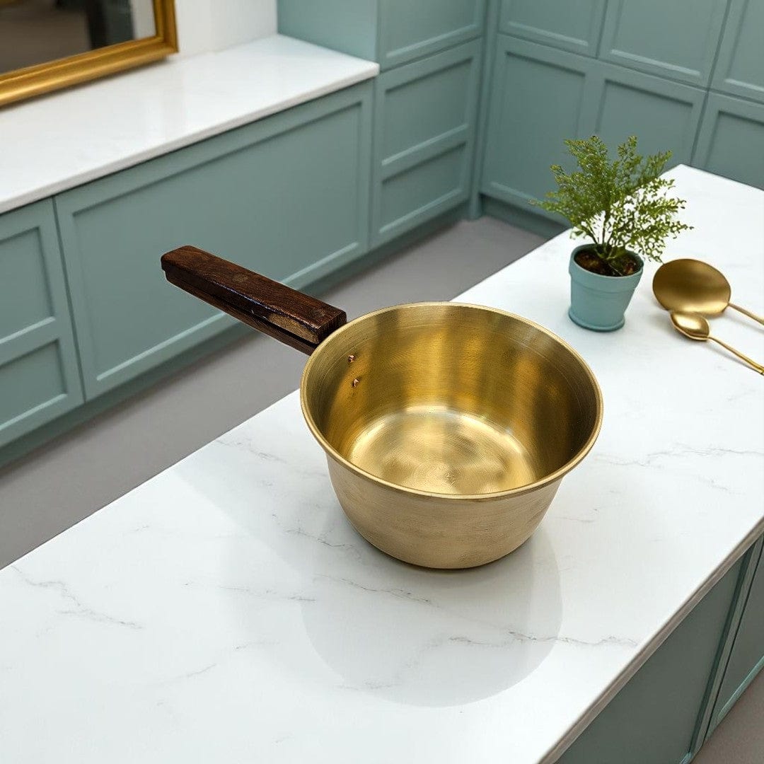 Buy Traditional Shuddh Bronze Frying Pan With Wooden Handle 