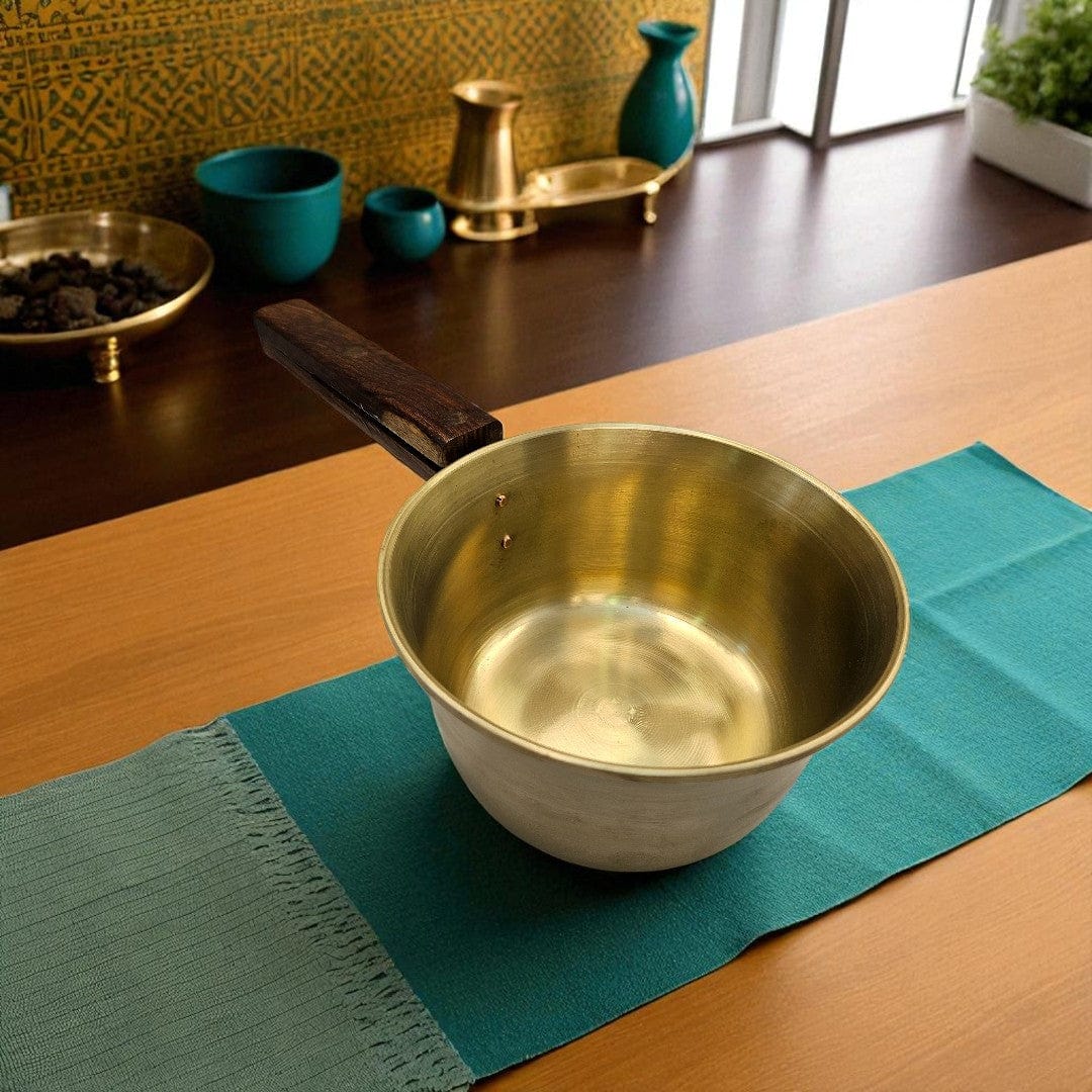 Buy Traditional Shuddh Bronze Frying Pan With Wooden Handle 