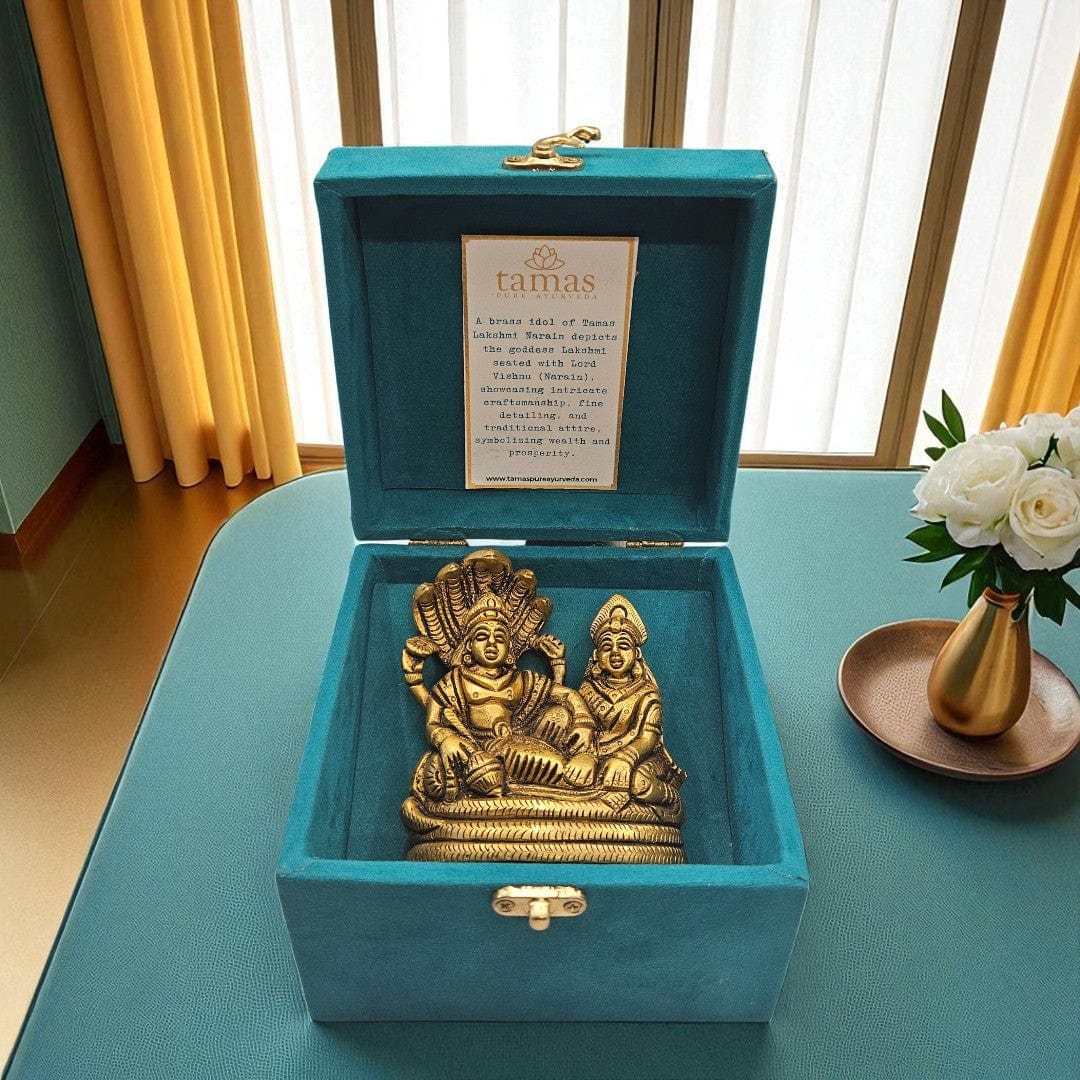 Buy Brass Lakshmi Narain Idol | Vishnu Lakshmi Brass Murti for Gifting – Tamas