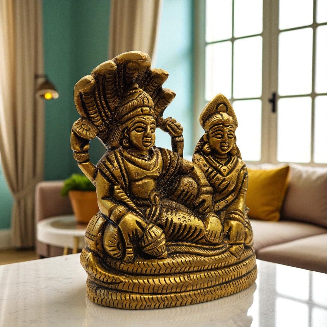 Buy Brass Lakshmi Narain Idol | Vishnu Lakshmi Brass Murti for Gifting – Tamas