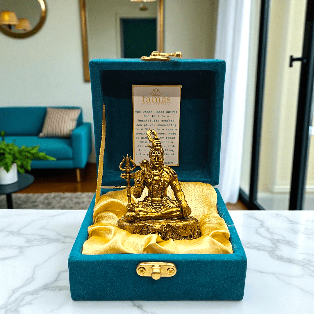 Meditating Shiva Idol in Superfine Brass (3-Inch) | Mahadev Murti for Pooja Room, Car Dashboard & Desk | Vastu & Auspicious Gift
