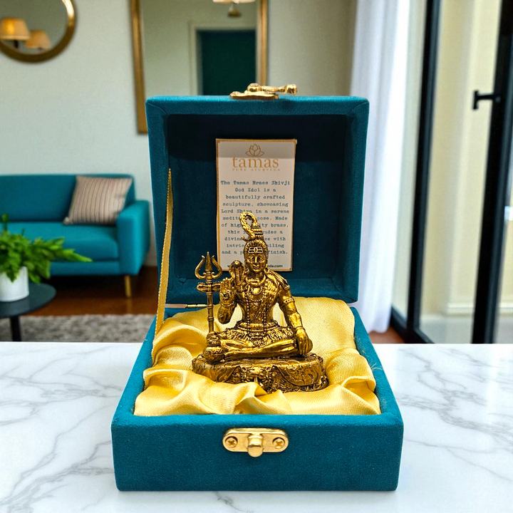 Meditating Shiva Idol in Superfine Brass (3-Inch) | Mahadev Murti for Pooja Room, Car Dashboard & Desk | Vastu & Auspicious Gift