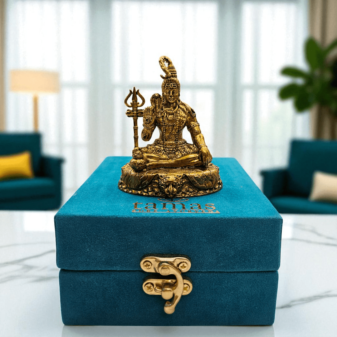 Meditating Shiva Idol in Superfine Brass (3-Inch) | Mahadev Murti for Pooja Room, Car Dashboard & Desk | Vastu & Auspicious Gift