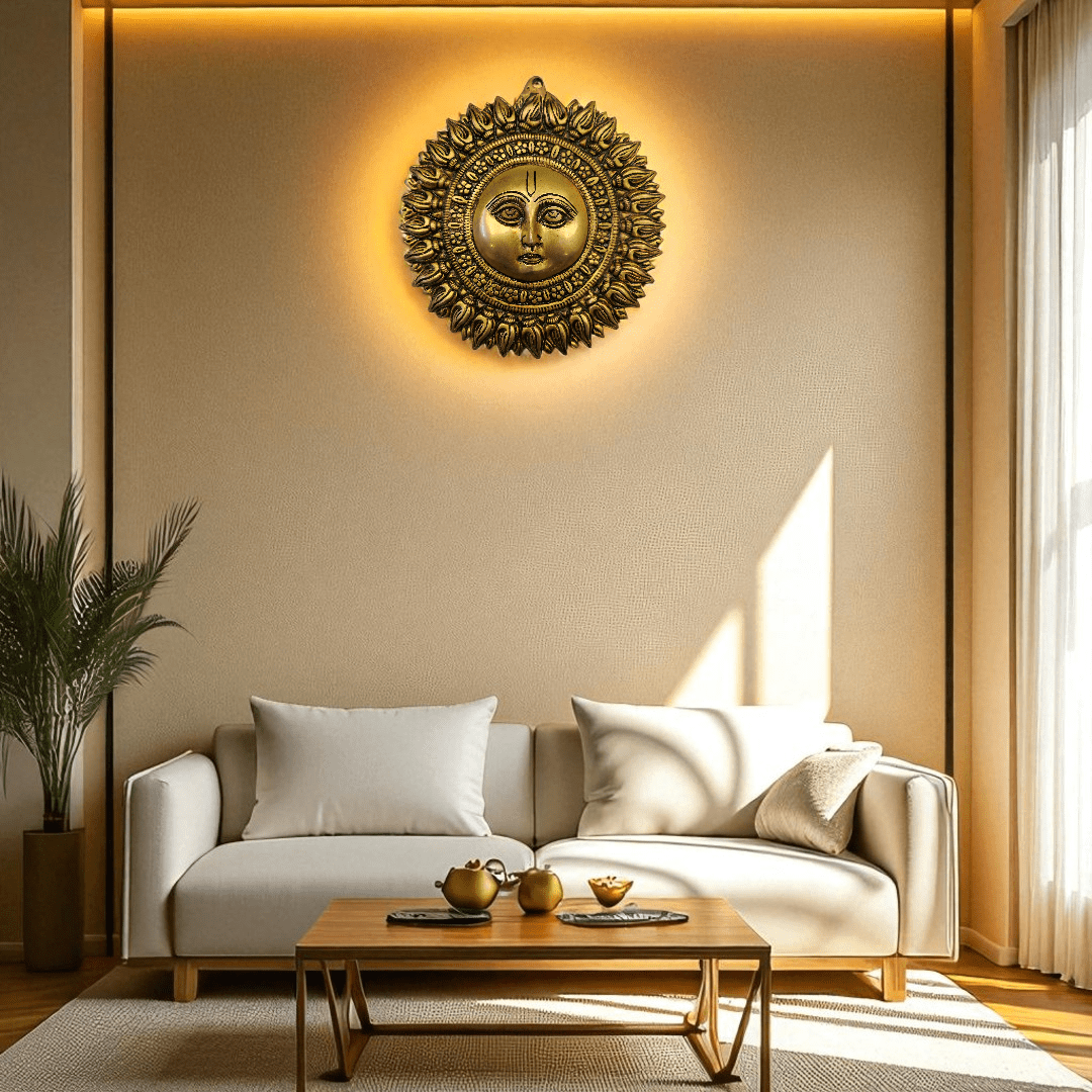 Tamas Brass Sun Wall Hanging with Gift Box – Radiate Positivity & Elegance Height 8 inch
