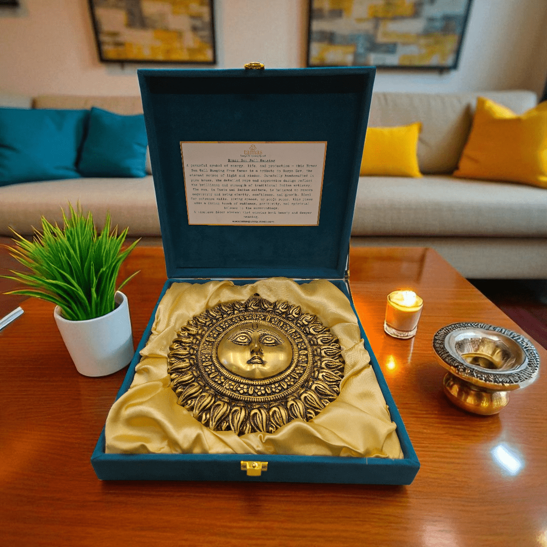 Tamas Brass Sun Wall Hanging with Gift Box – Radiate Positivity & Elegance Height 8 inch