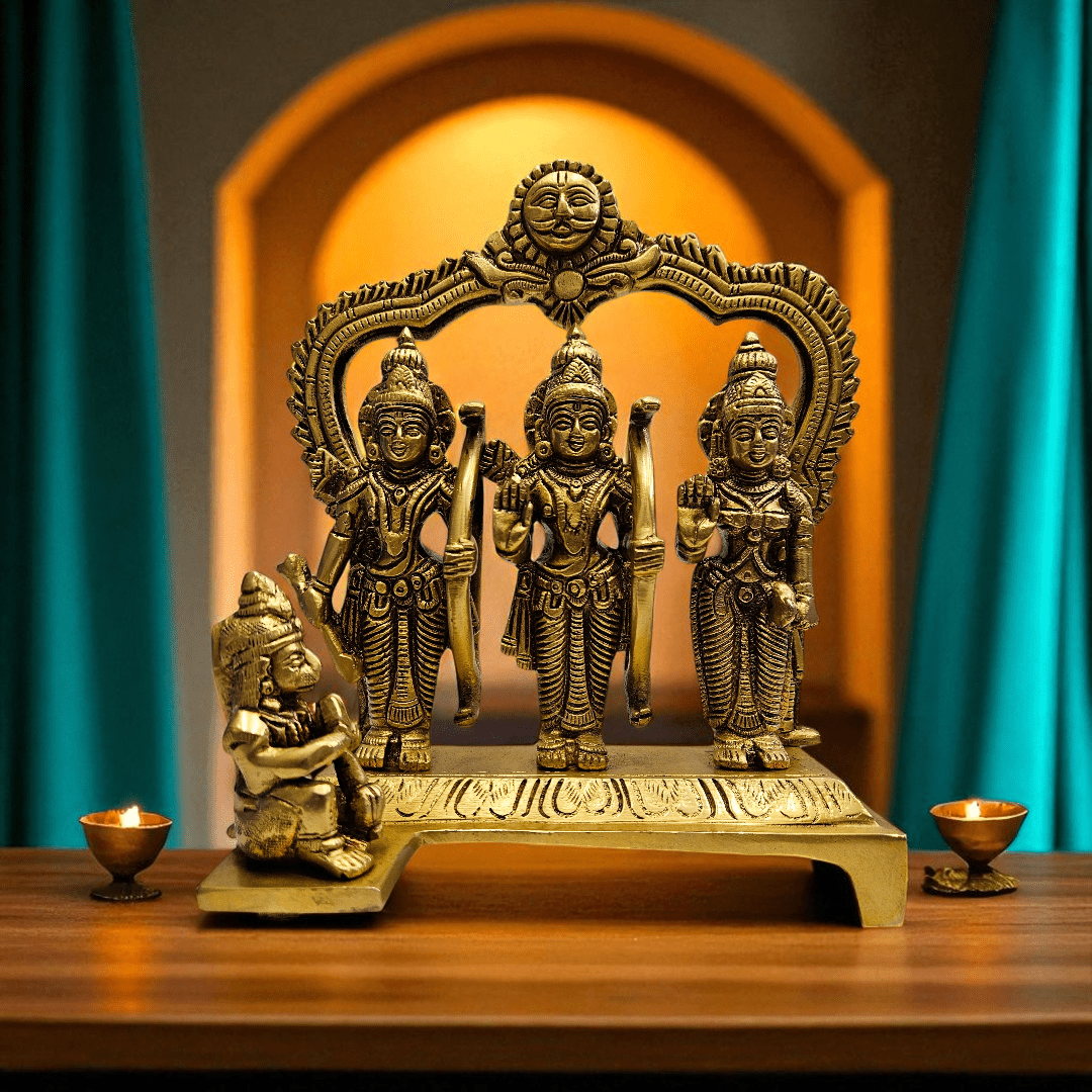 Brass Ram Darbar Idol Set with Premium Gift Box – Divine Blessings for Home, Pooja & Best for Gifting