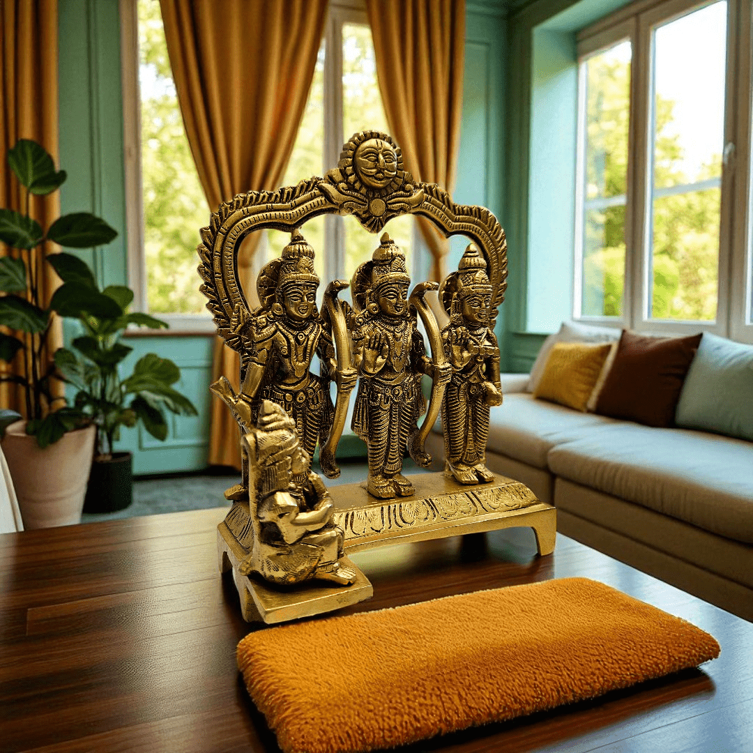 Brass Ram Darbar Idol Set with Premium Gift Box – Divine Blessings for Home, Pooja & Best for Gifting