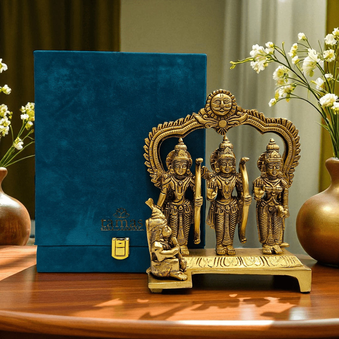 Brass Ram Darbar Idol Set with Premium Gift Box – Divine Blessings for Home, Pooja & Best for Gifting