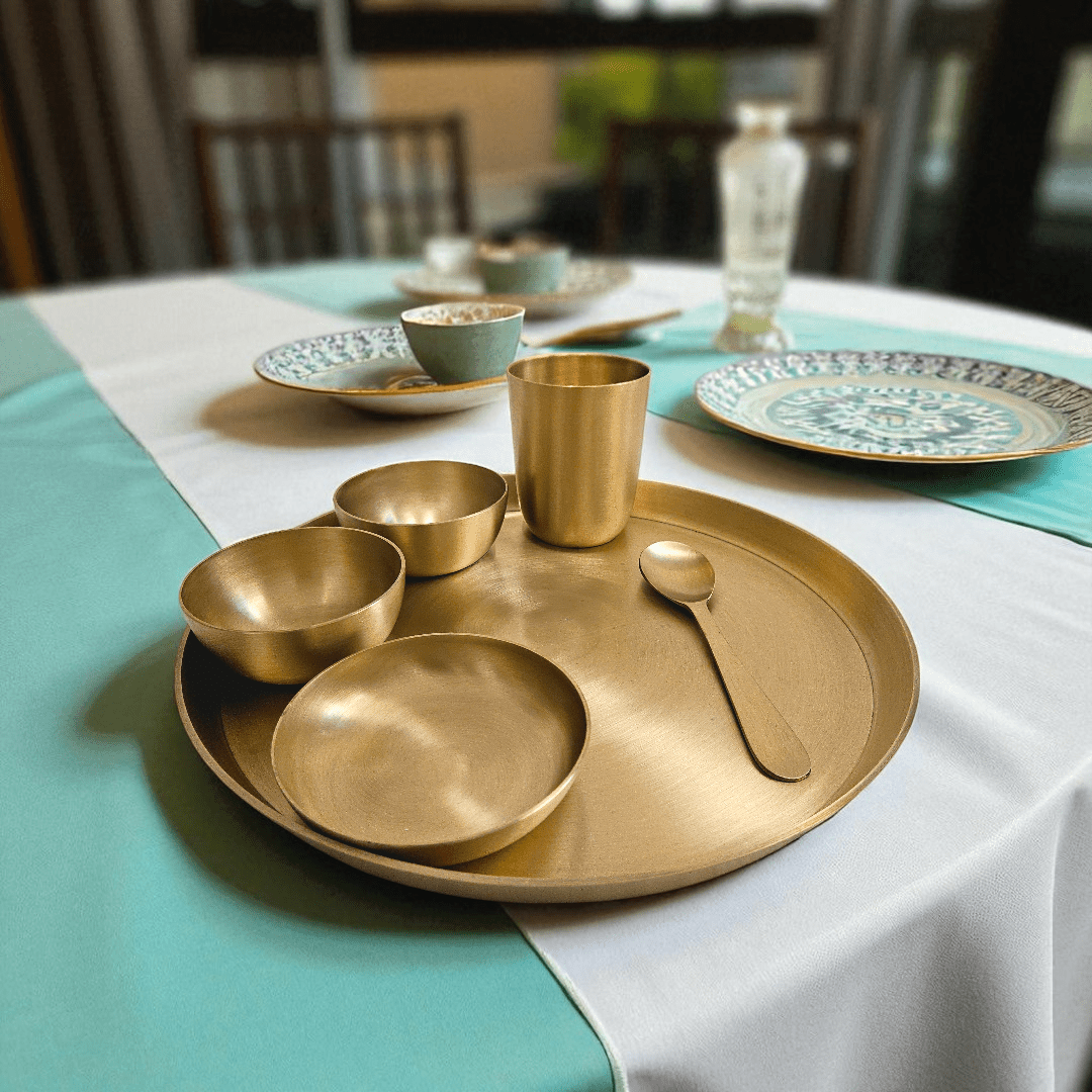 Buy Kaansa Dinner Set Online | Traditional Brass Dinnerware 