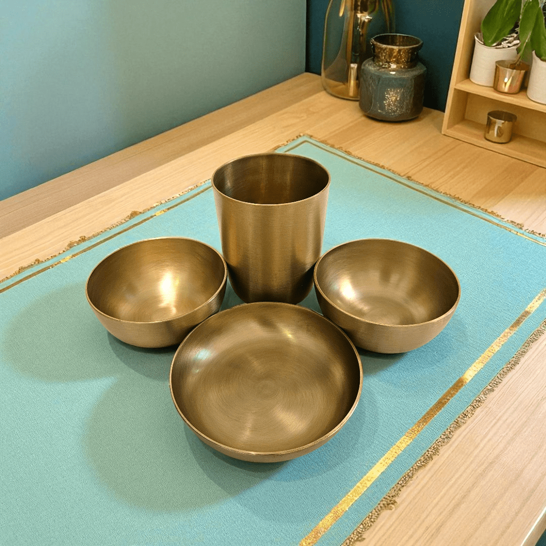 Buy Kaansa Dinner Set Online | Traditional Brass Dinnerware 