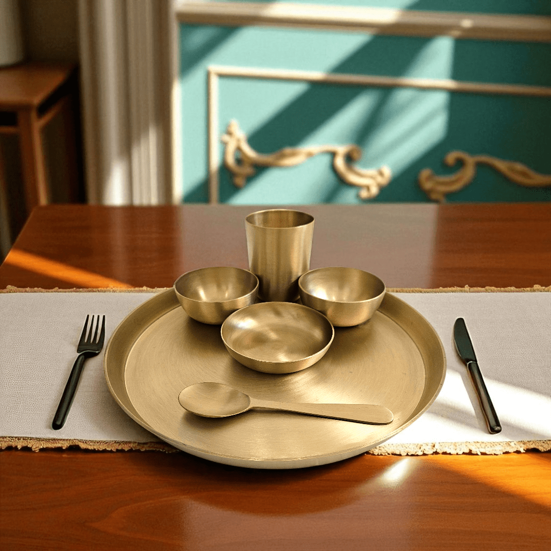 Buy Kaansa Dinner Set Online | Traditional Brass Dinnerware 