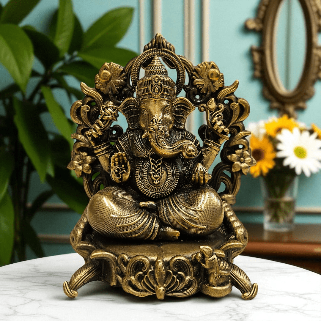Ganesh Lakshmi Brass Idol Set with Gift Box – Perfect for Puja & Festive Gifting