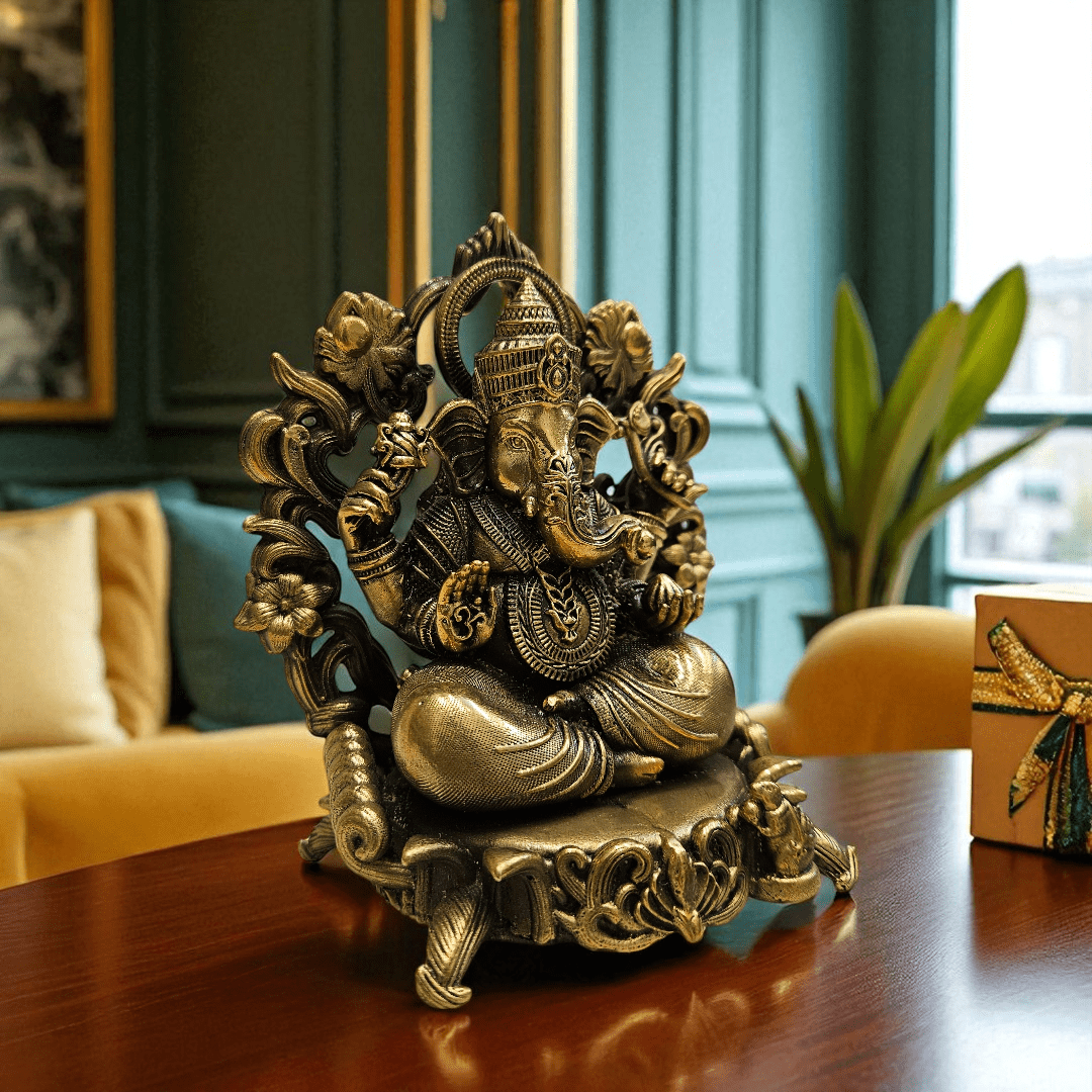Ganesh Lakshmi Brass Idol Set with Gift Box – Perfect for Puja & Festive Gifting