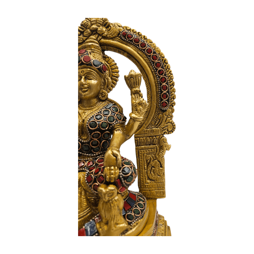 Tamas Brass Goddess Laxmi Sitting Posturel and Decorated with Multicolored With Luxury Gift Box - Tamas: Luxury Indian Gifts