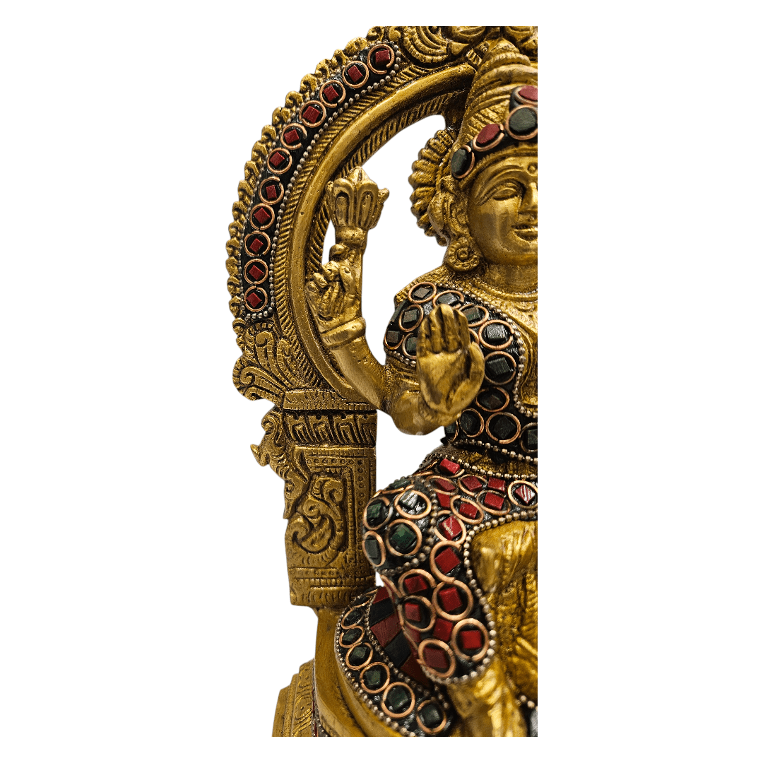 Tamas Brass Goddess Laxmi Sitting Posturel and Decorated with Multicolored With Luxury Gift Box