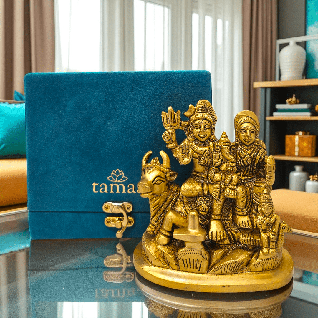 Buy Online Shiv Parivar Murti Idol in Shuddh Brass  With Gift Box 