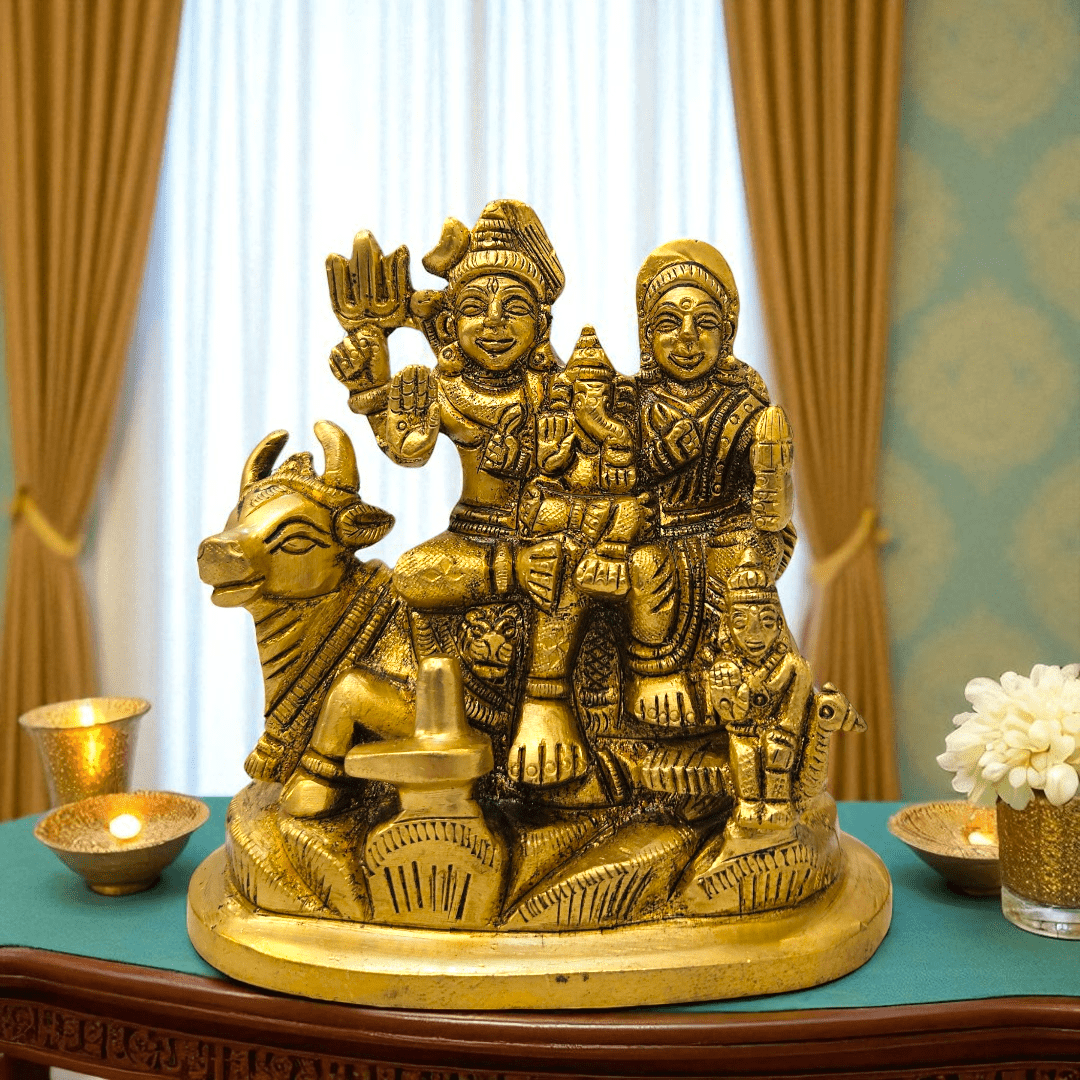 Buy Online Shiv Parivar Murti Idol in Shuddh Brass  With Gift Box 
