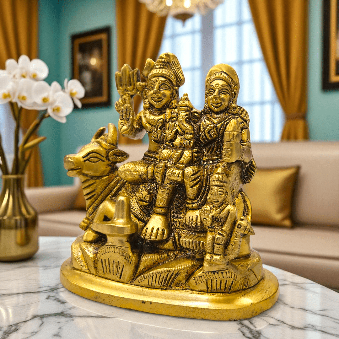 Buy Online Shiv Parivar Murti Idol in Shuddh Brass  With Gift Box 