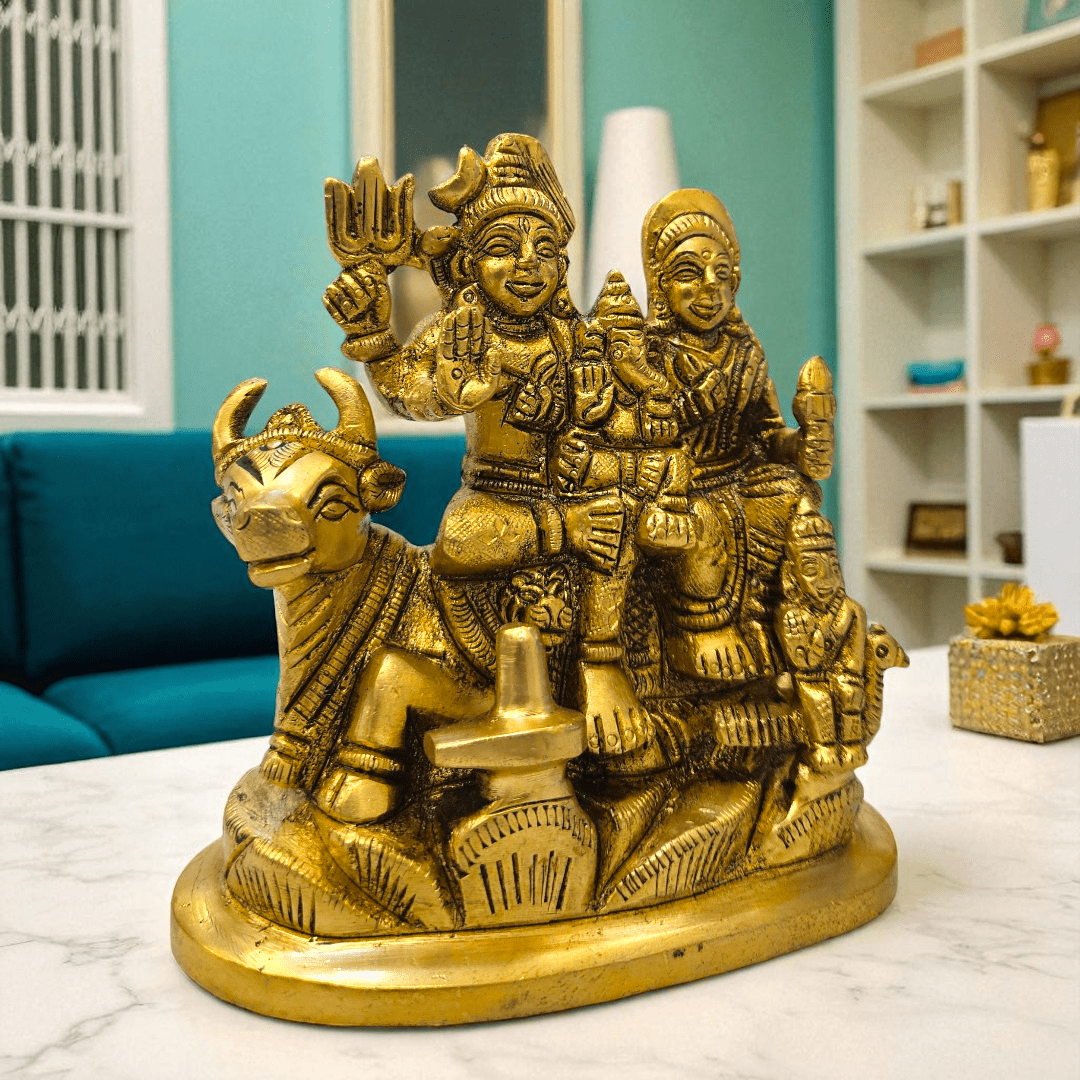 Buy Online Shiv Parivar Murti Idol in Shuddh Brass  With Gift Box 