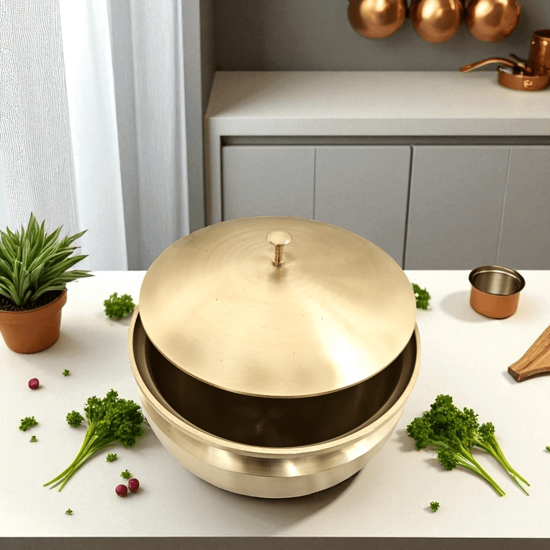 Buy Now Tamas Pure Kaansa Bronze Serving Bowl with Lid Ayurvedic Dinning