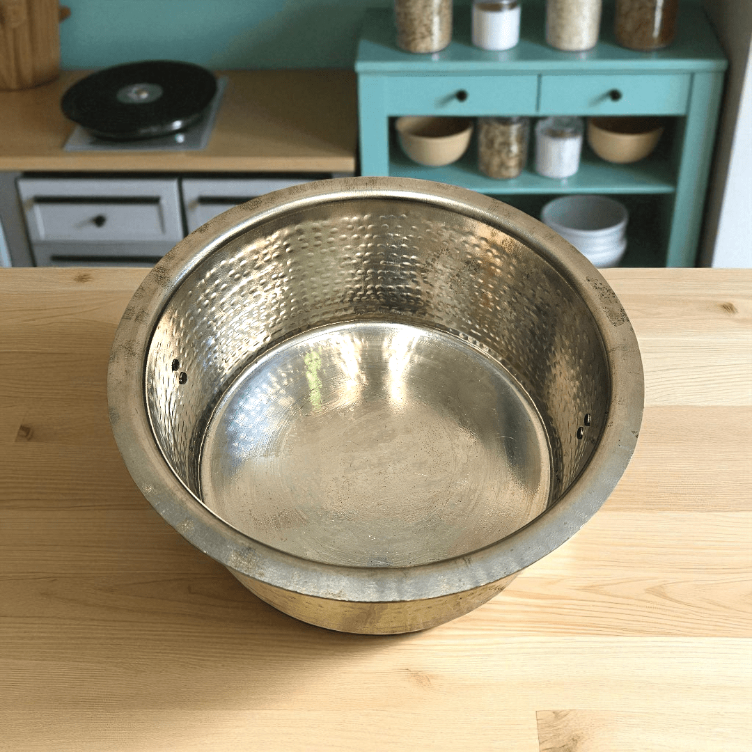 Buy Online Tamas Hand Hammered Brass Bhagona With Lid Tin Kalai 