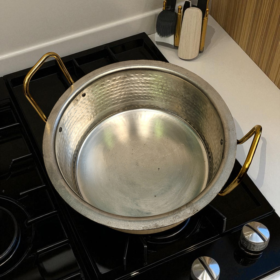 Buy Online Tamas Hand Hammered Brass Bhagona With Lid Tin Kalai