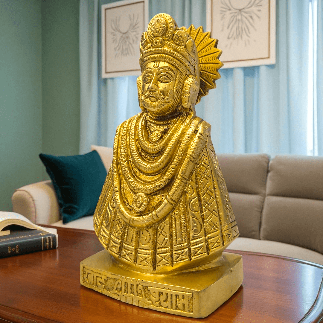 Brass Khatu Shyam Ji Idol with Gift Box Handcrafted Pooja Statue for Home Temple