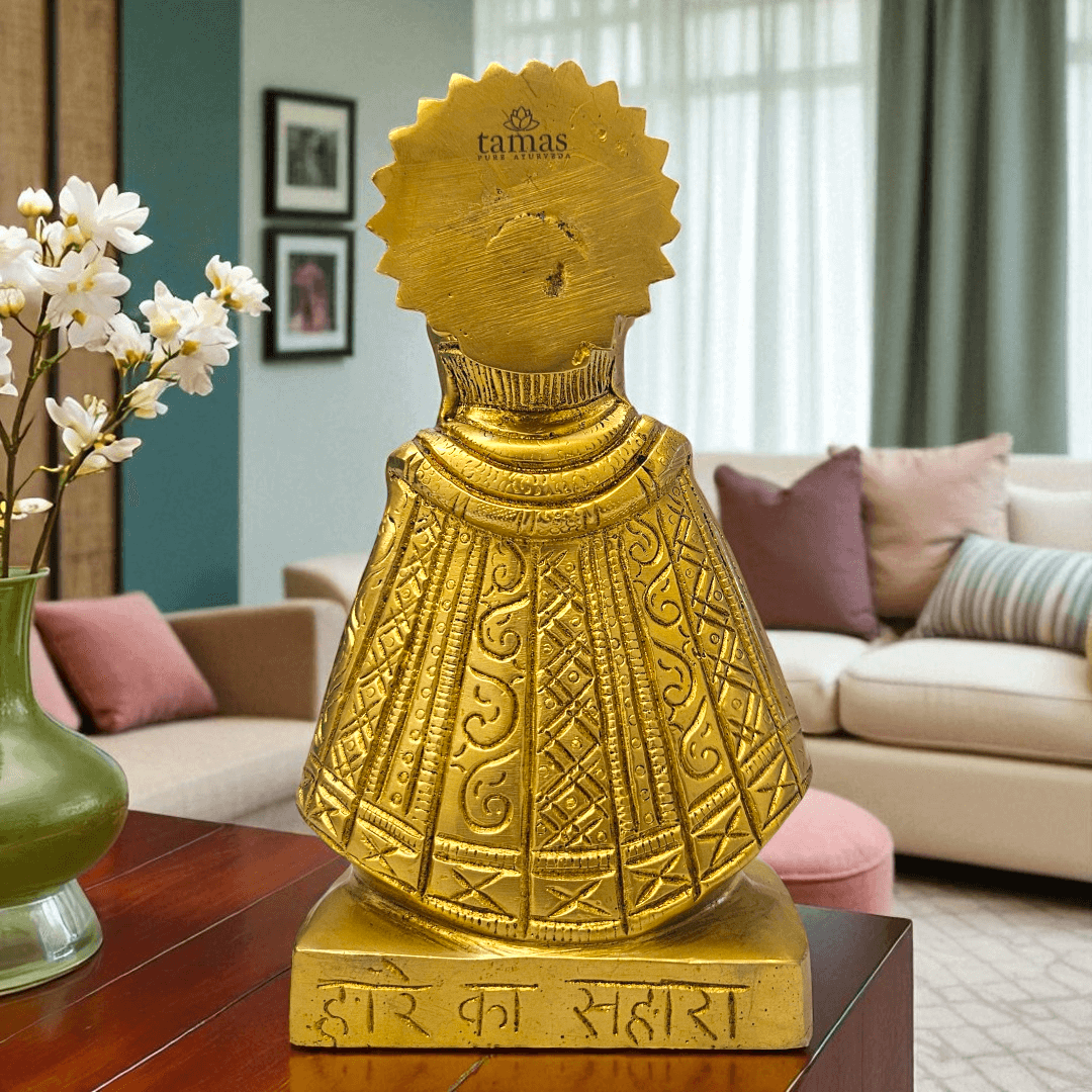 Brass Khatu Shyam Ji Idol with Gift Box Handcrafted Pooja Statue for Home Temple