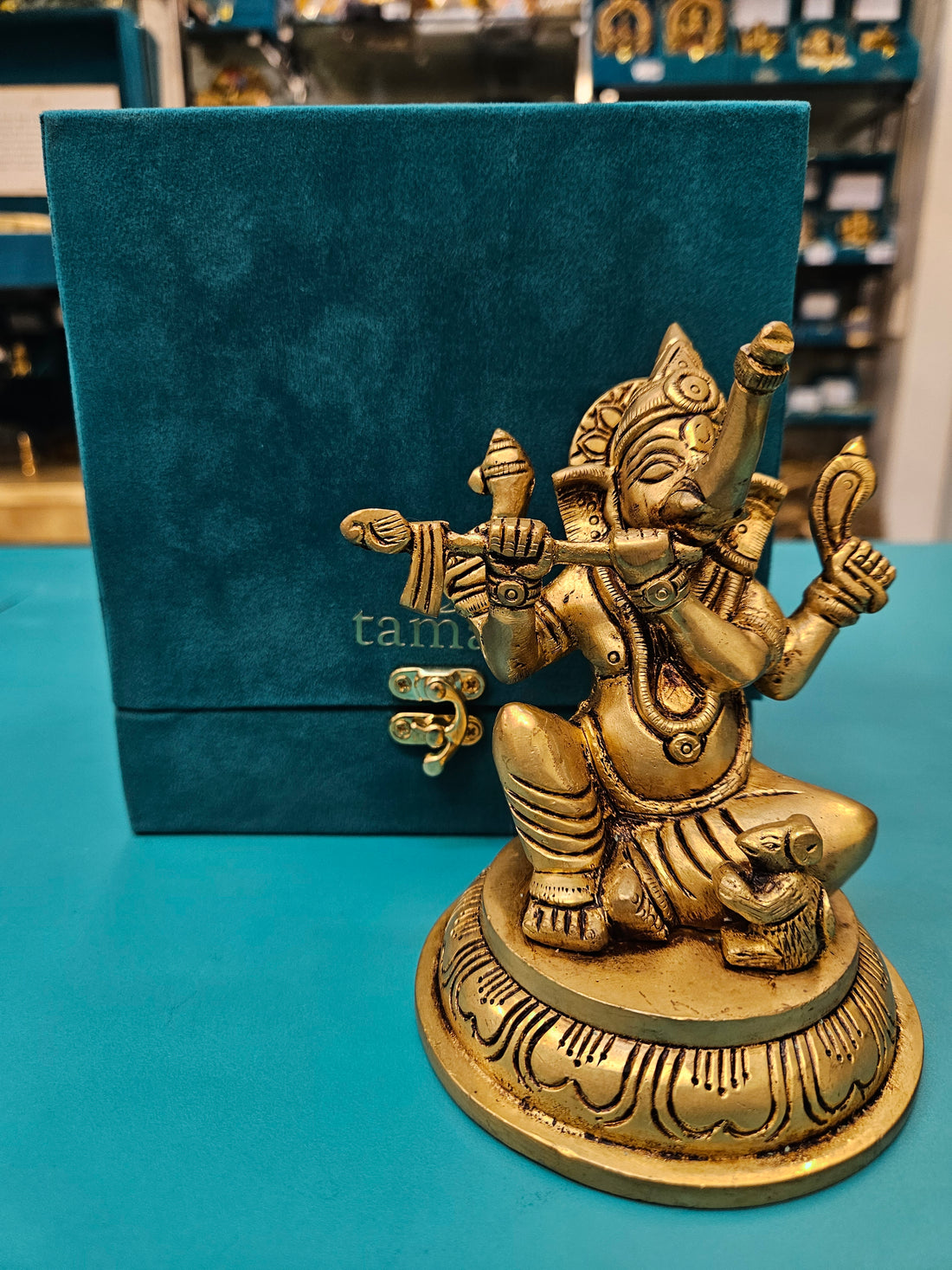 Buy Shudh Brass Flute Ganesha Idol | Musical Ganesha Murti Gift Tamas