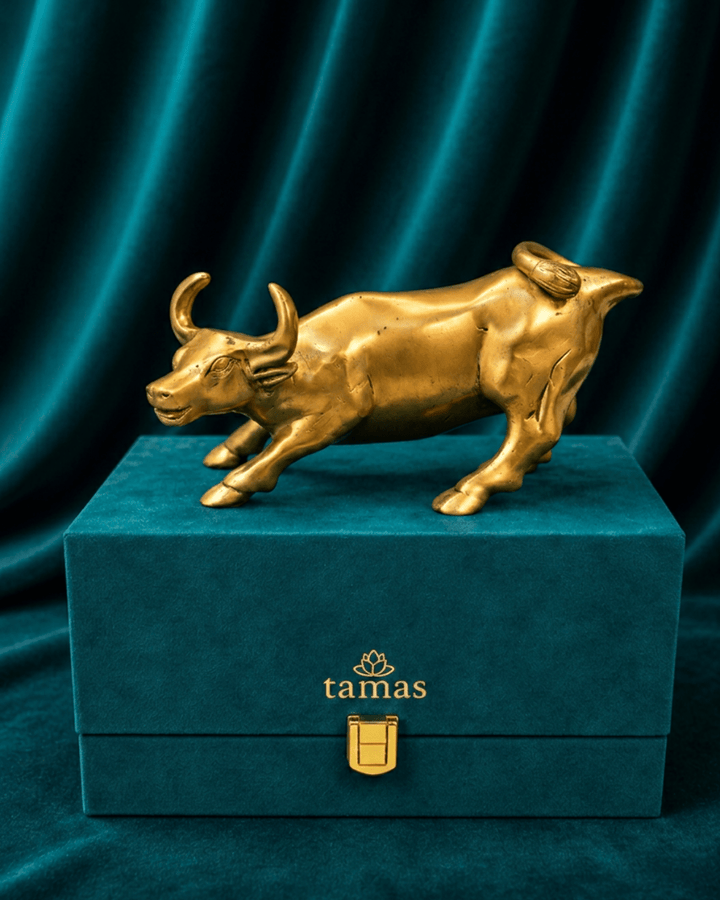 Premium Brass Bull Idol for Office Decor | Tamas Handcrafted Gifts - Tamas Luxury Gifts