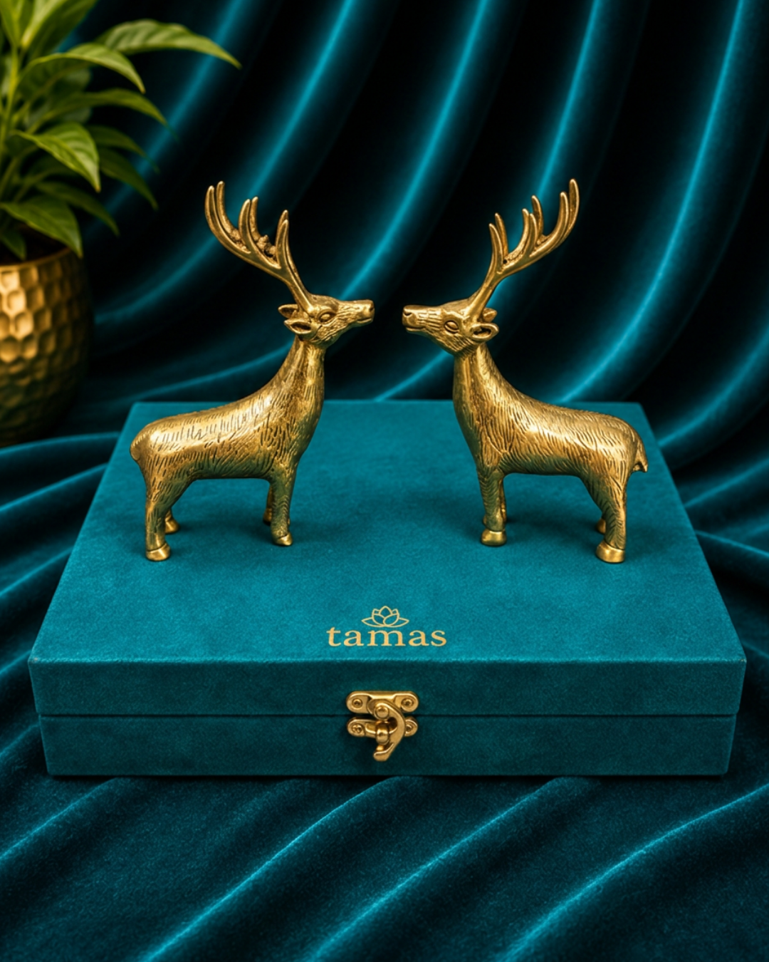 Tamas Brass Deer Pair (6 inches) – Traditional Decorative Art